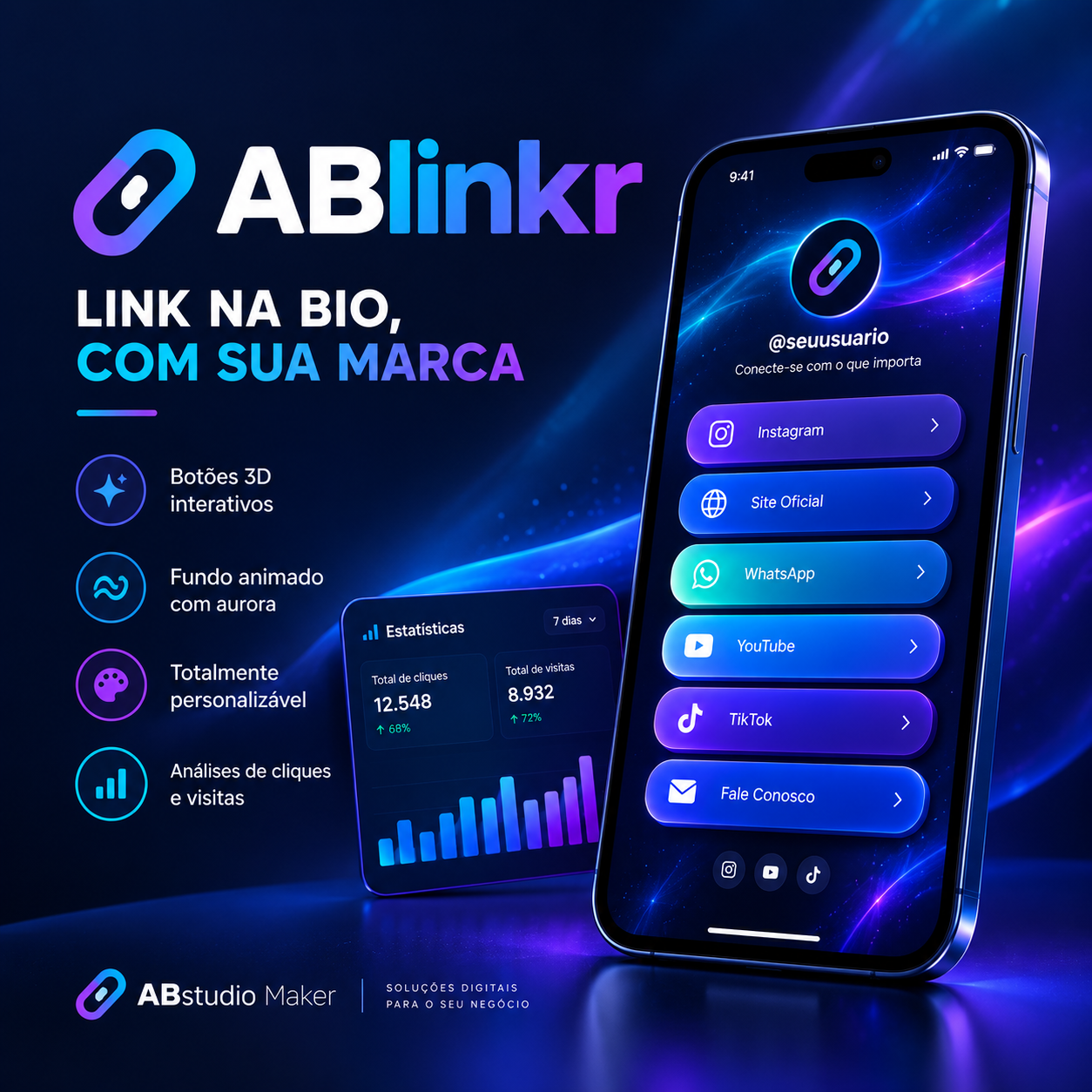 ABlinkr: Link na Bio do Instagram com a sua Marca